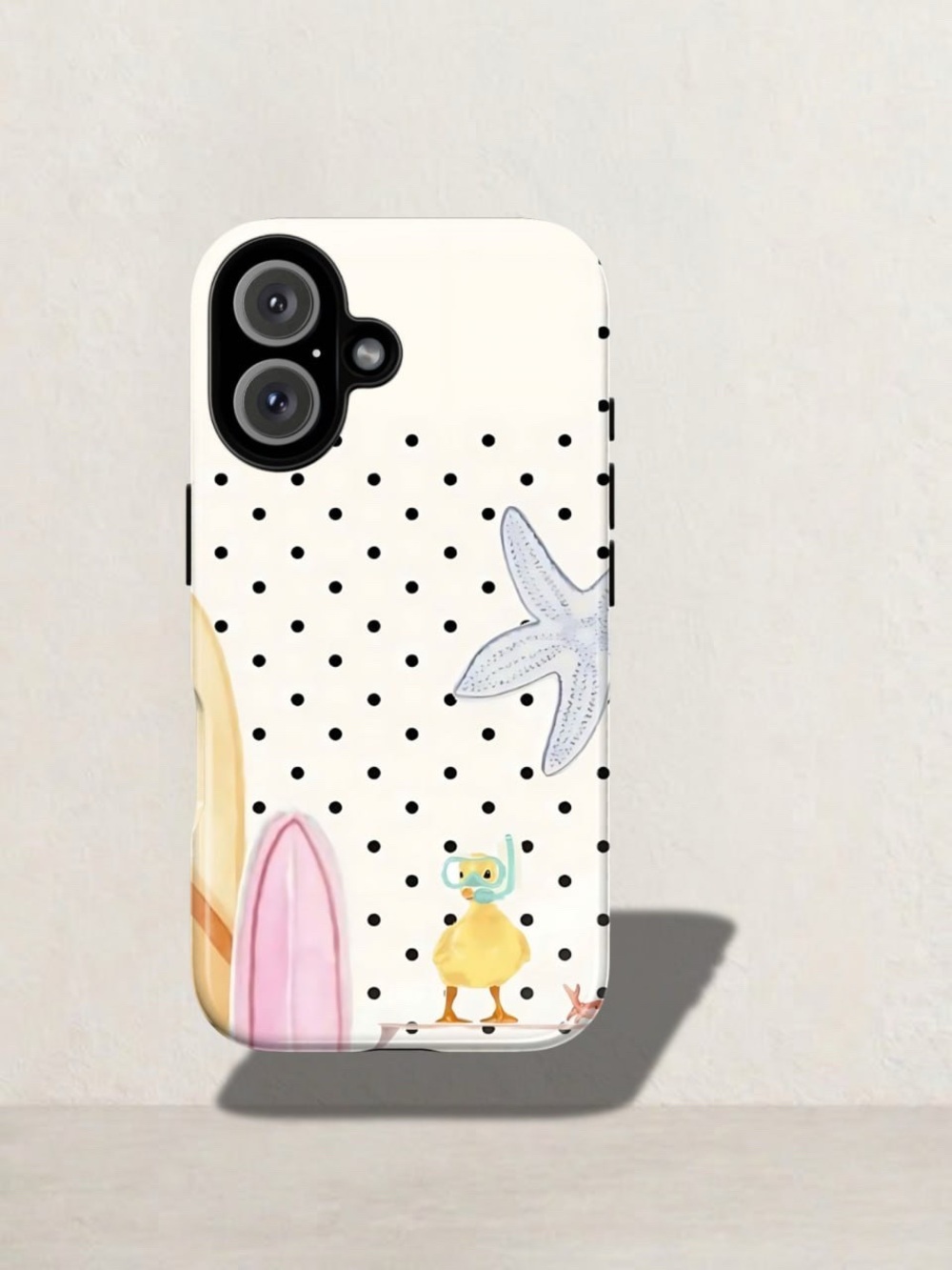 White Polka Dot Beach Duck Phone Case - Brand: